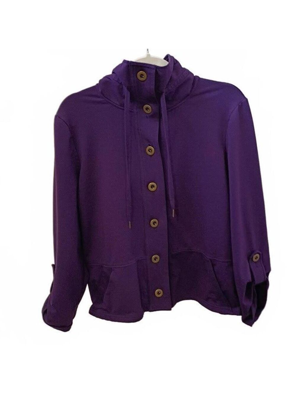 Ruby Rd. Petite Purple Cotton Blend Button-Up Cardigan Jacket Size PM